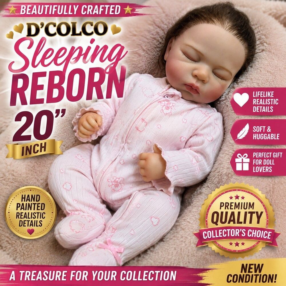 Dcolco 20" Sleeping Reborn Baby Doll Realistic Lifelike Rooted Hair Weighted
